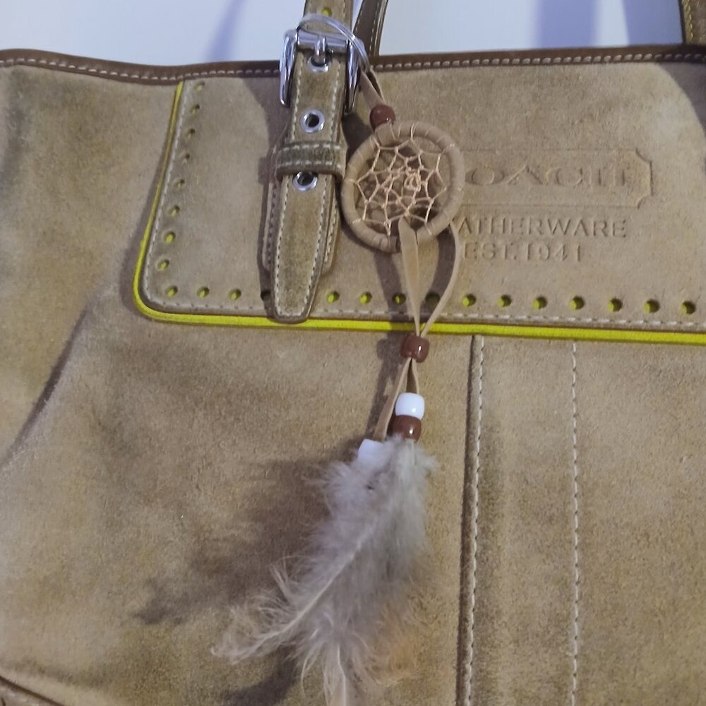 Vintage Coach Hampton Gallery Tote Bag Tan Suede Brown Leather - Picture 3 of 13